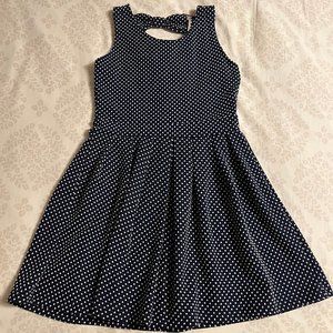 Girls Navy polka dot dress | Size medium